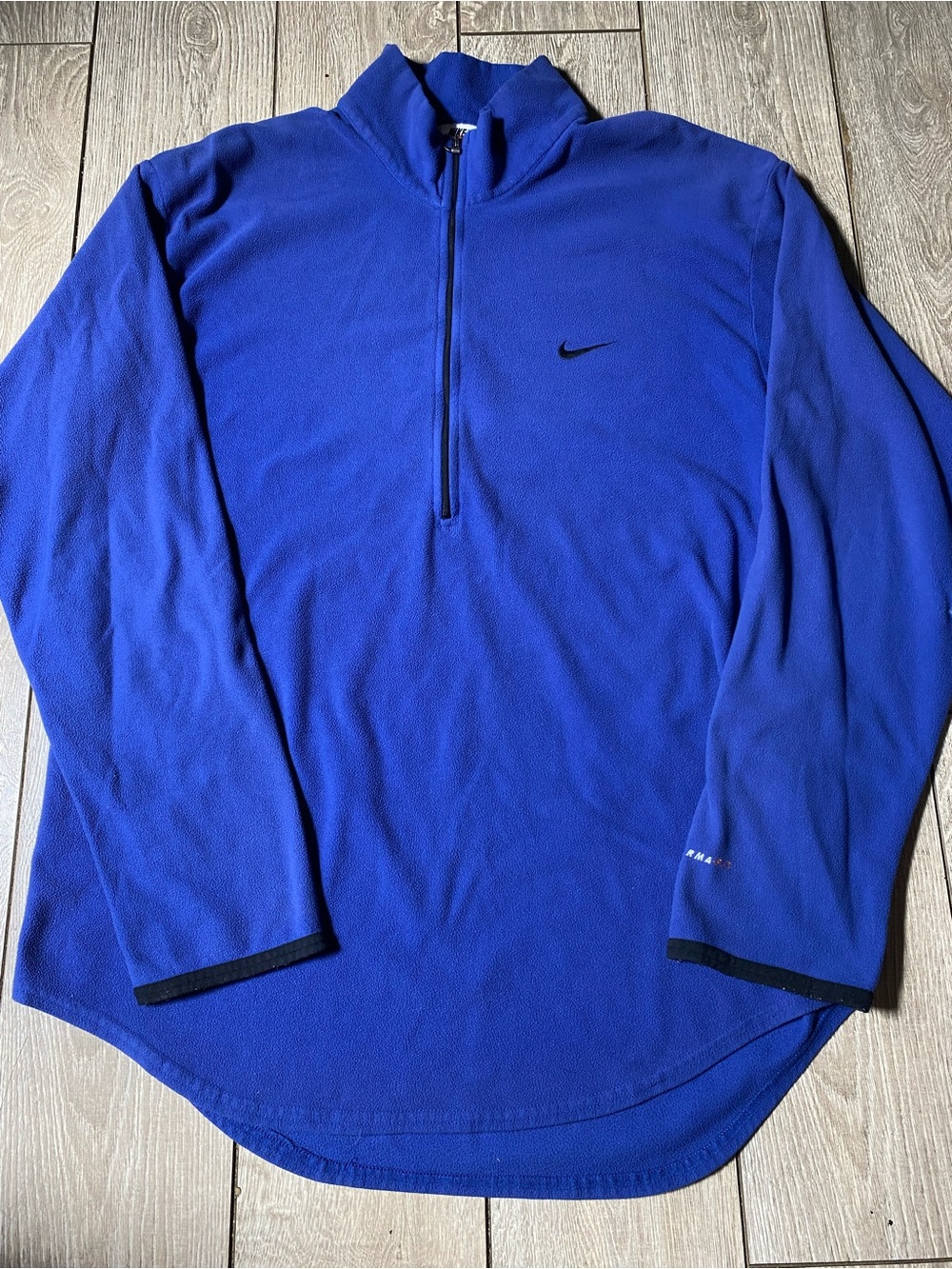 Vintage 90s Nike Therma Fit Fleece Sweatshirt XL Blue Embroidered Swoosh 1/2 Zip